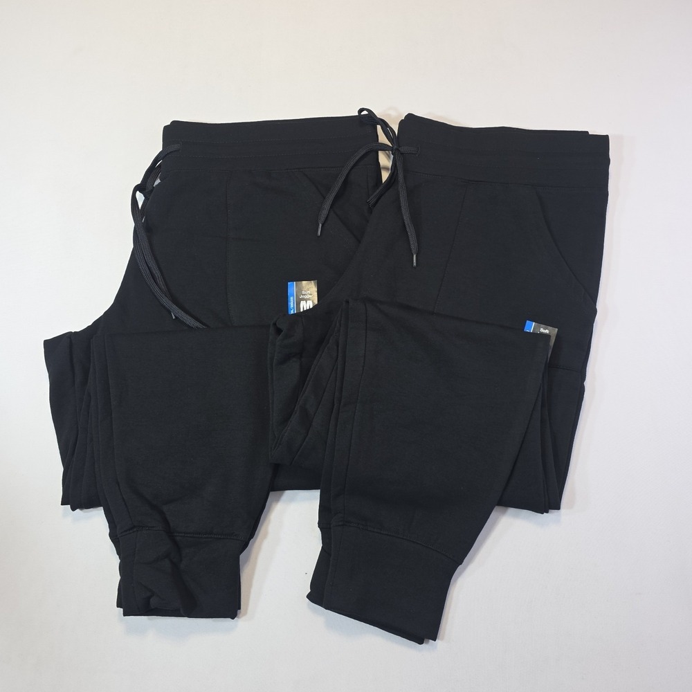 2 Pack Athletic Works Black Soft Jogger Pants Women's XXXL 3XG Drawstring NWT